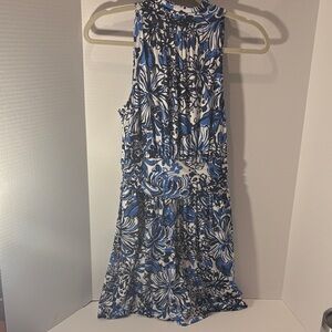 Lilly Pulitzer Wyota Blue and White Skirted Romper Dress Size XS‎